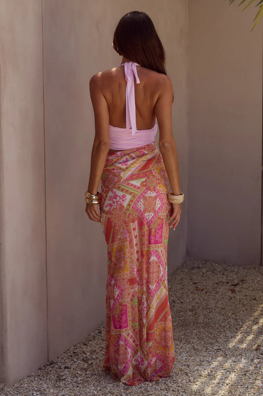 Alexis Halter Cut-Out Maxi Dress Cavello Peach