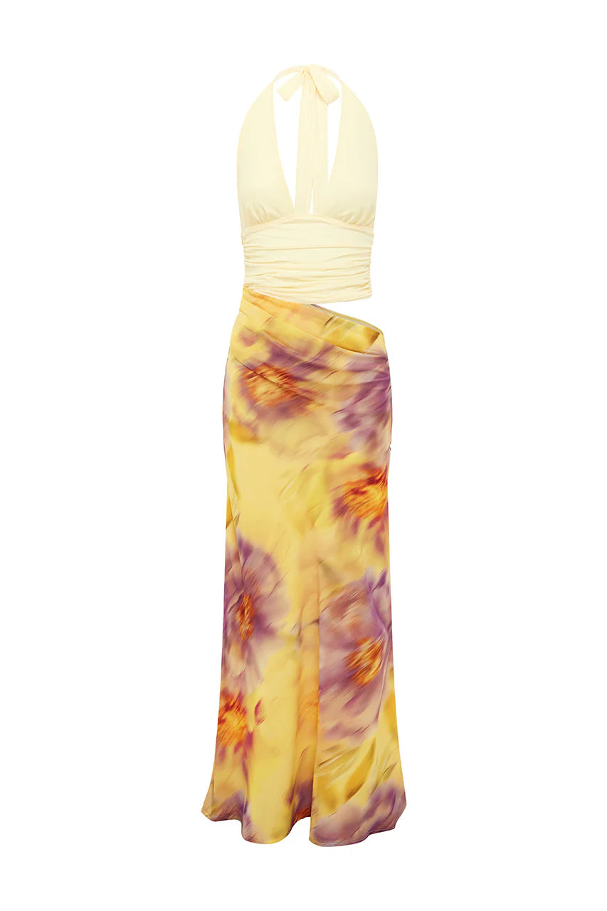 Alexis Halter Cut-Out Maxi Dress Suri Yellow