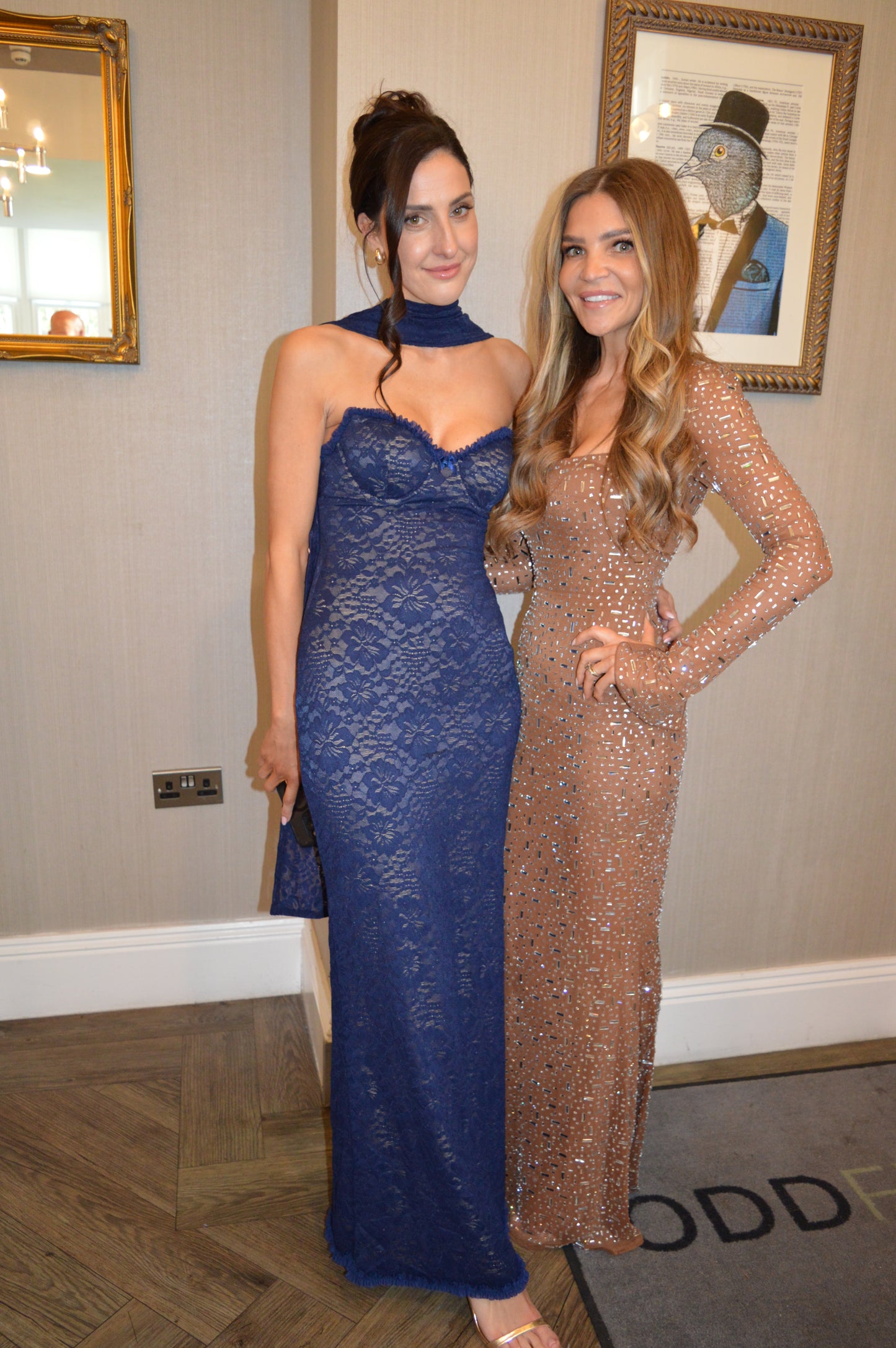 Customer wearing Runaway The Label Amana Navy Strapless Scarf maxi dress, evening event, full length