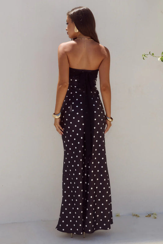 Kadie Black/White Off Shoulder Maxi Dress
