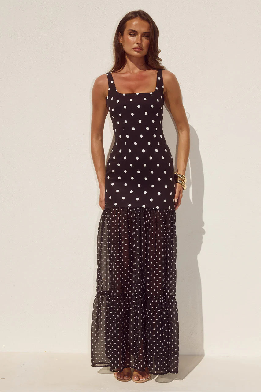 Tillie Black Polka Dot Maxi Dress