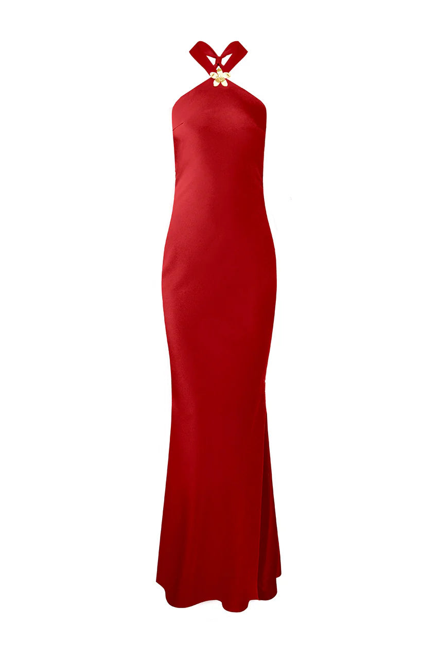 Chara Maxi Dress in Cherry Red