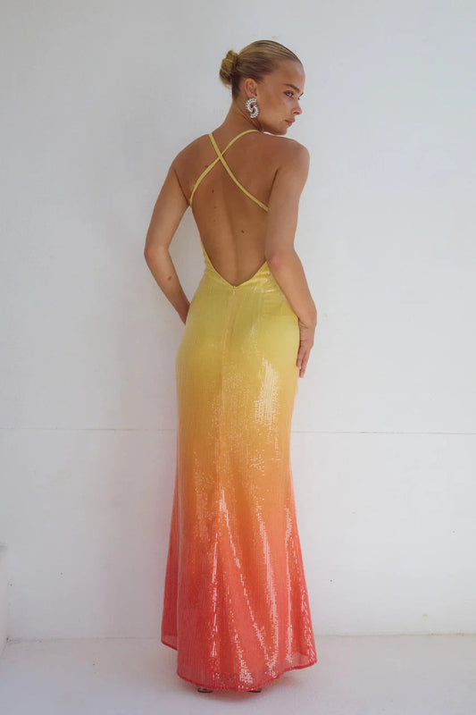 Runaway The Label Niyah Mimosa Ombre Sequin Maxi Dress