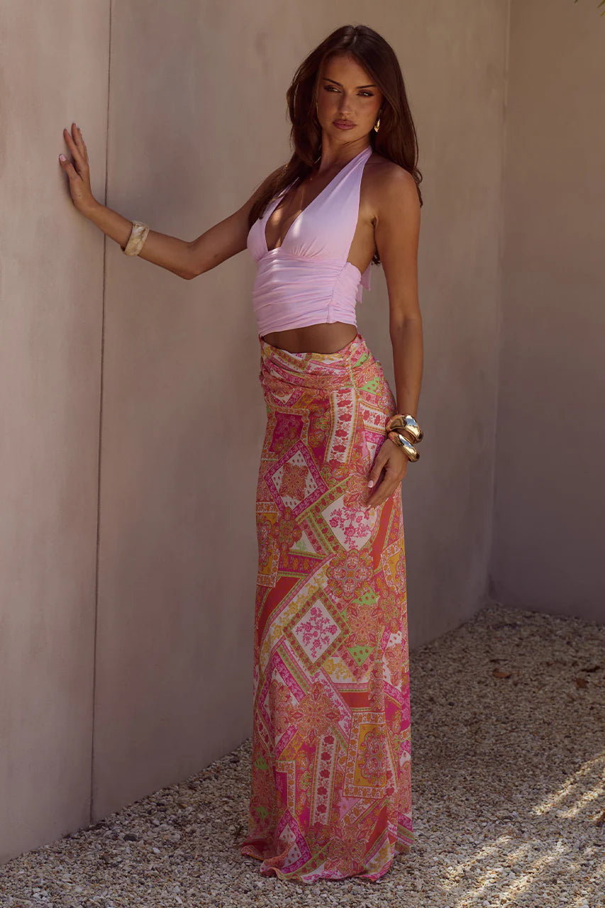 Alexis Halter Cut-Out Maxi Dress Cavello Peach