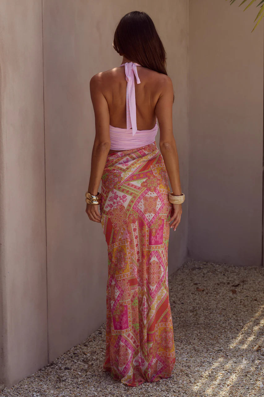 Alexis Halter Cut-Out Maxi Dress Cavello Peach