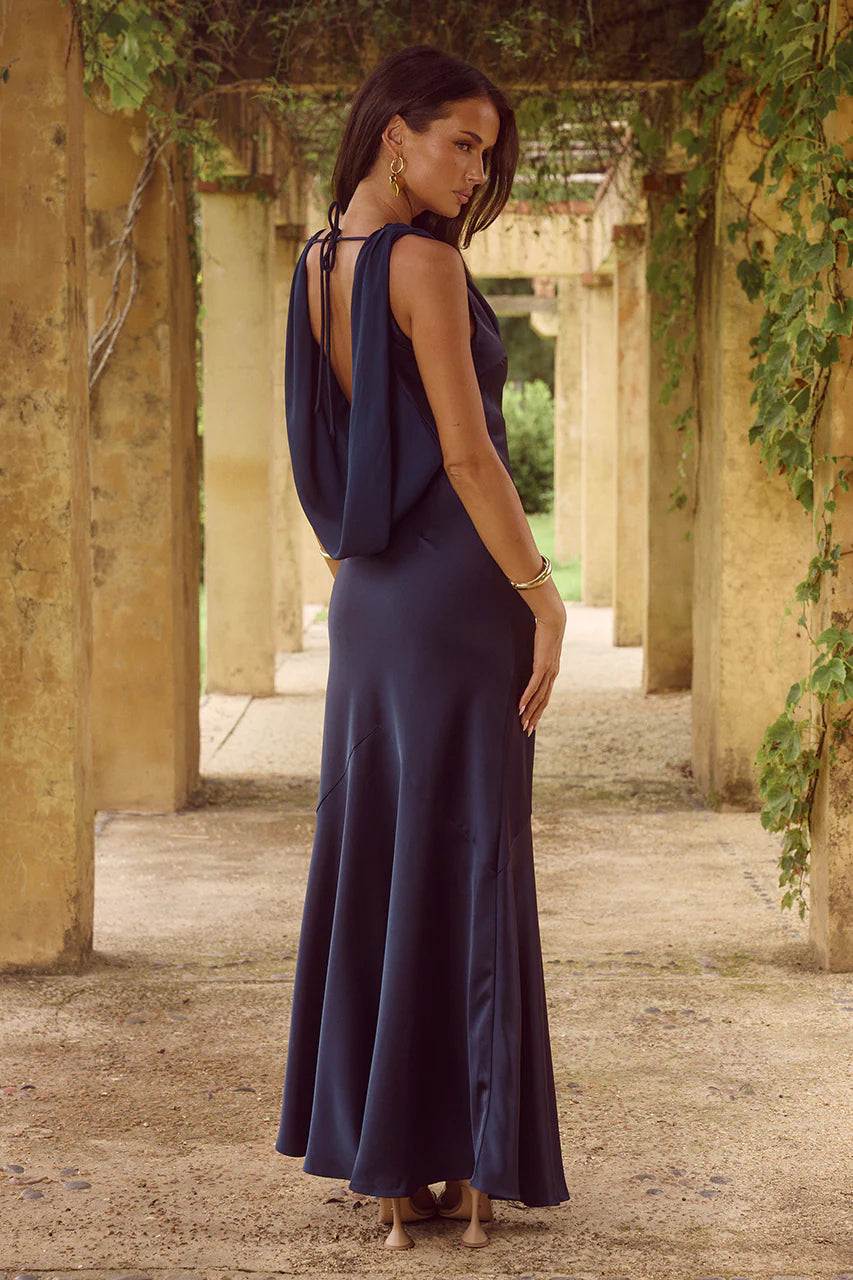 Gabriella Navy Cowl Maxi Dress