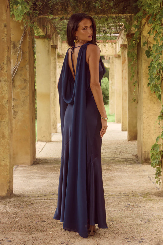 Gabriella Navy Cowl Maxi Dress