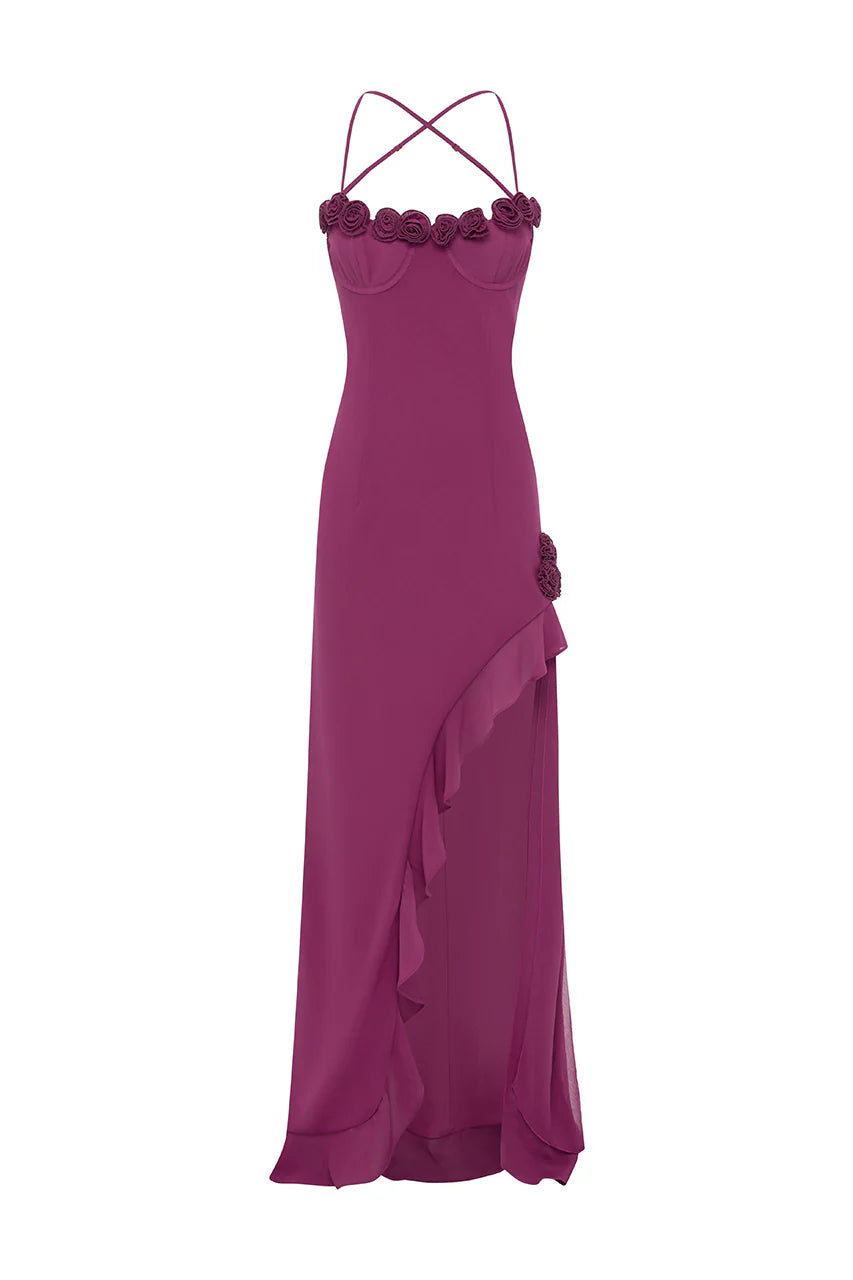 Jionni Ruffle Maxi Dress Berry Pink