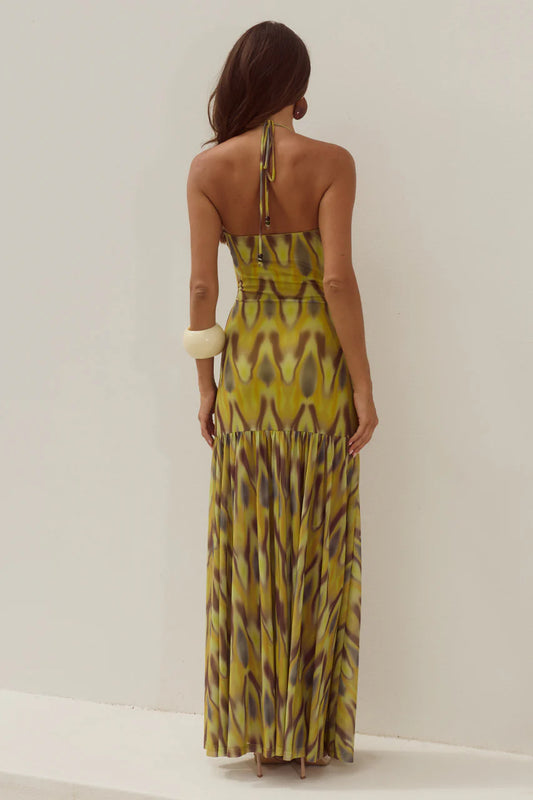 Kiki High Slit Maxi Dress in Cassia Yellow