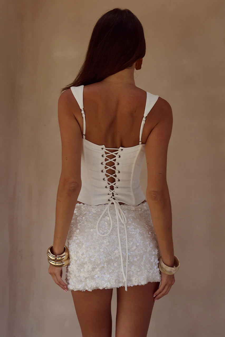 Orion White Corset Bustier Top