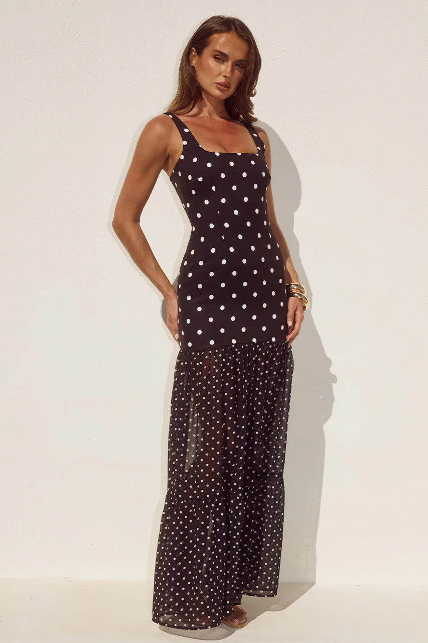 Tillie Black Polka Dot Maxi Dress