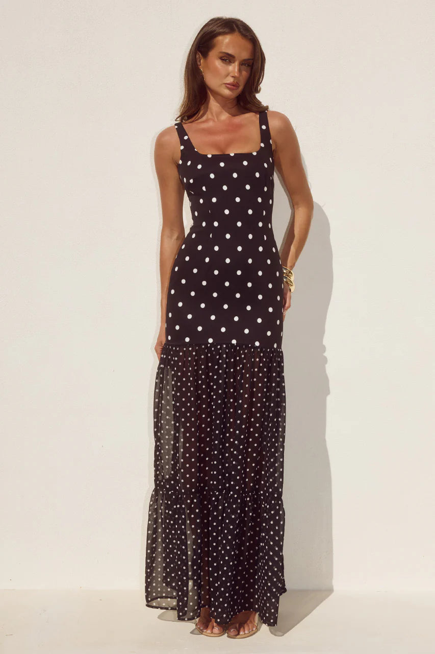 Tillie Black Polka Dot Maxi Dress
