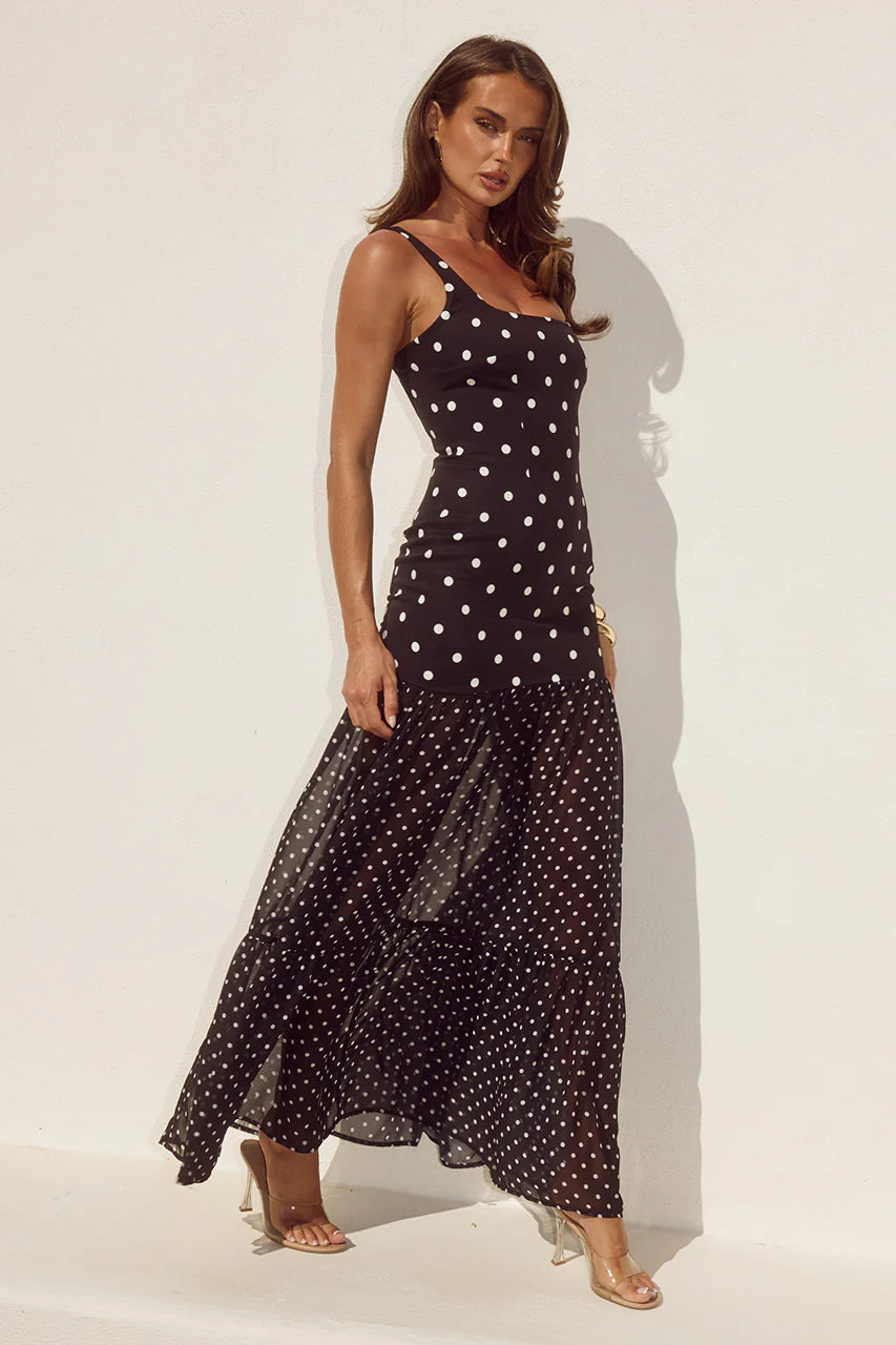 Tillie Black Polka Dot Maxi Dress