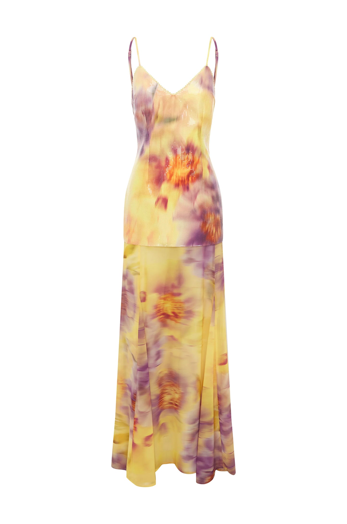 Tulia Suri Yellow Sequin Maxi Dress