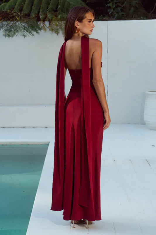 Runaway The Label Madeleine Cherry Strapless Maxi Dress