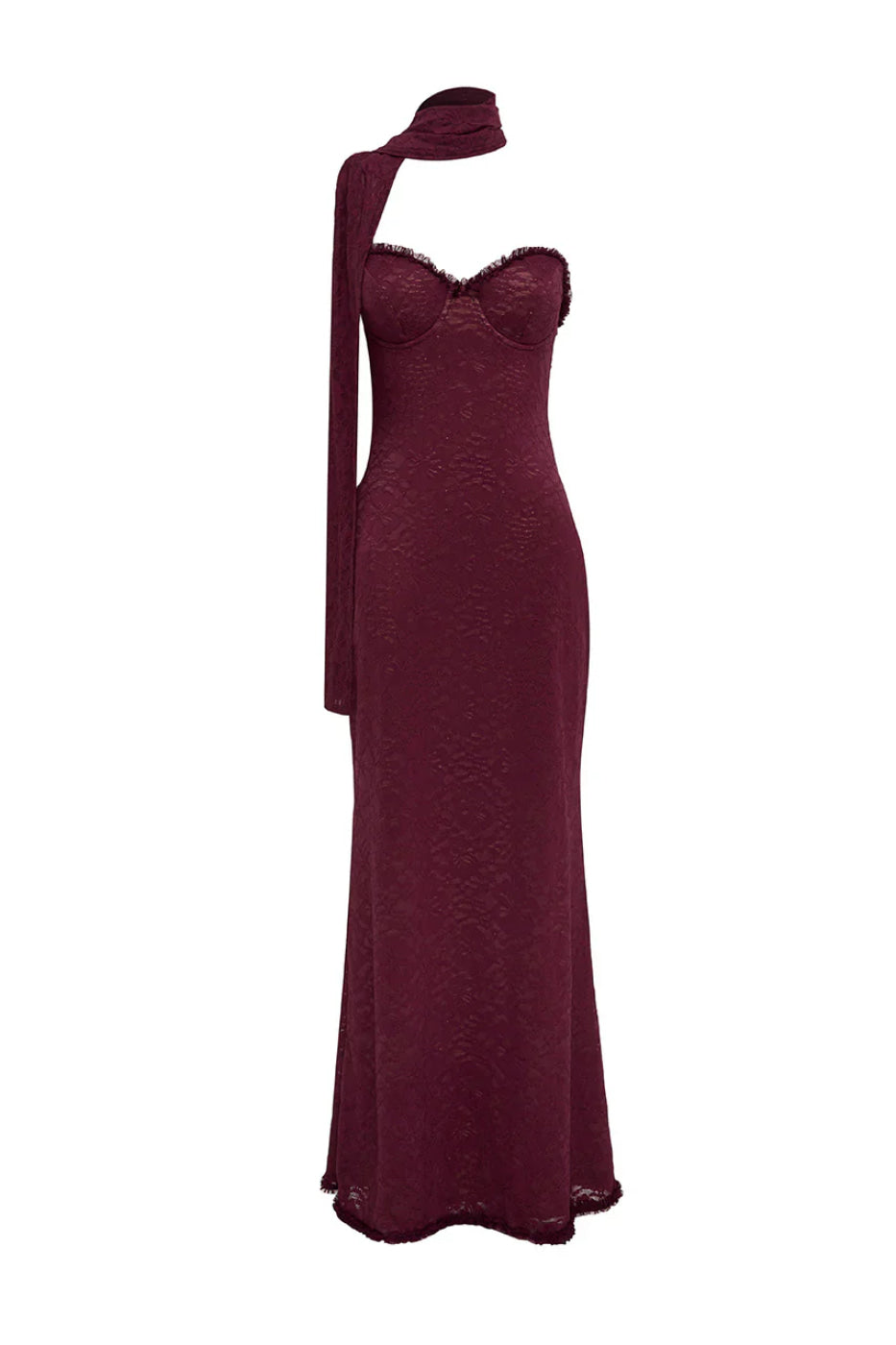 Runaway The Label Amana Wine Strapless Scarf Maxi Dress
