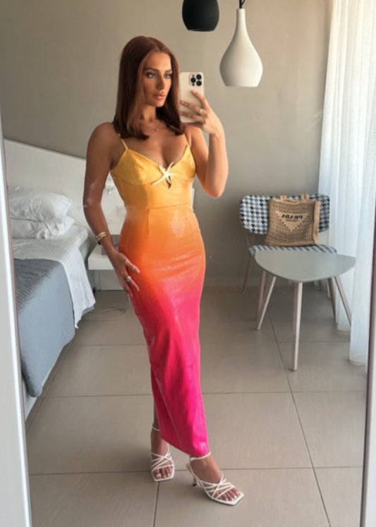 Runaway The Label Benito Tropical Ombre Sequin Midi Dress