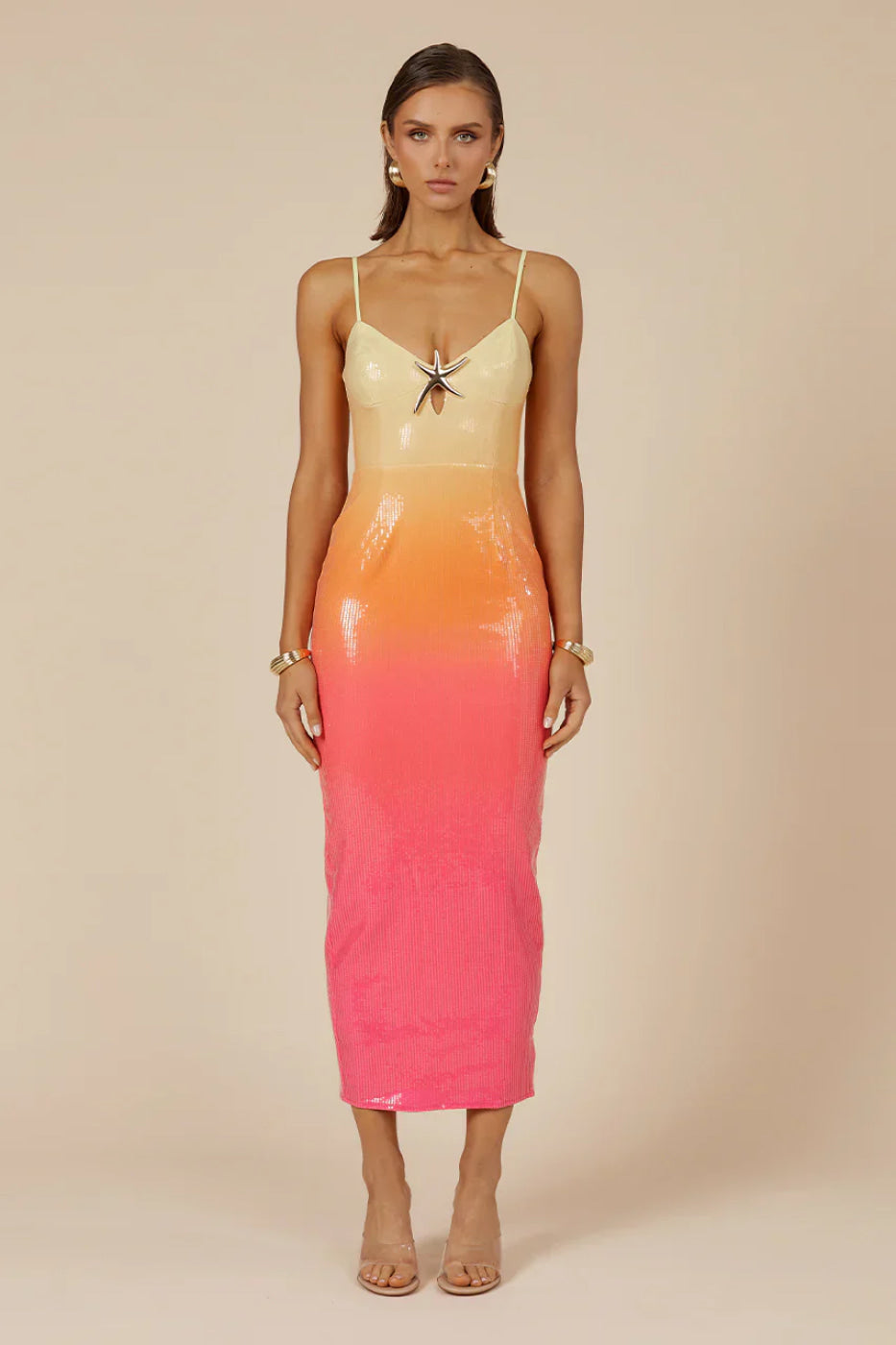 Runaway The Label Benito Tropical Ombre Sequin Midi Dress