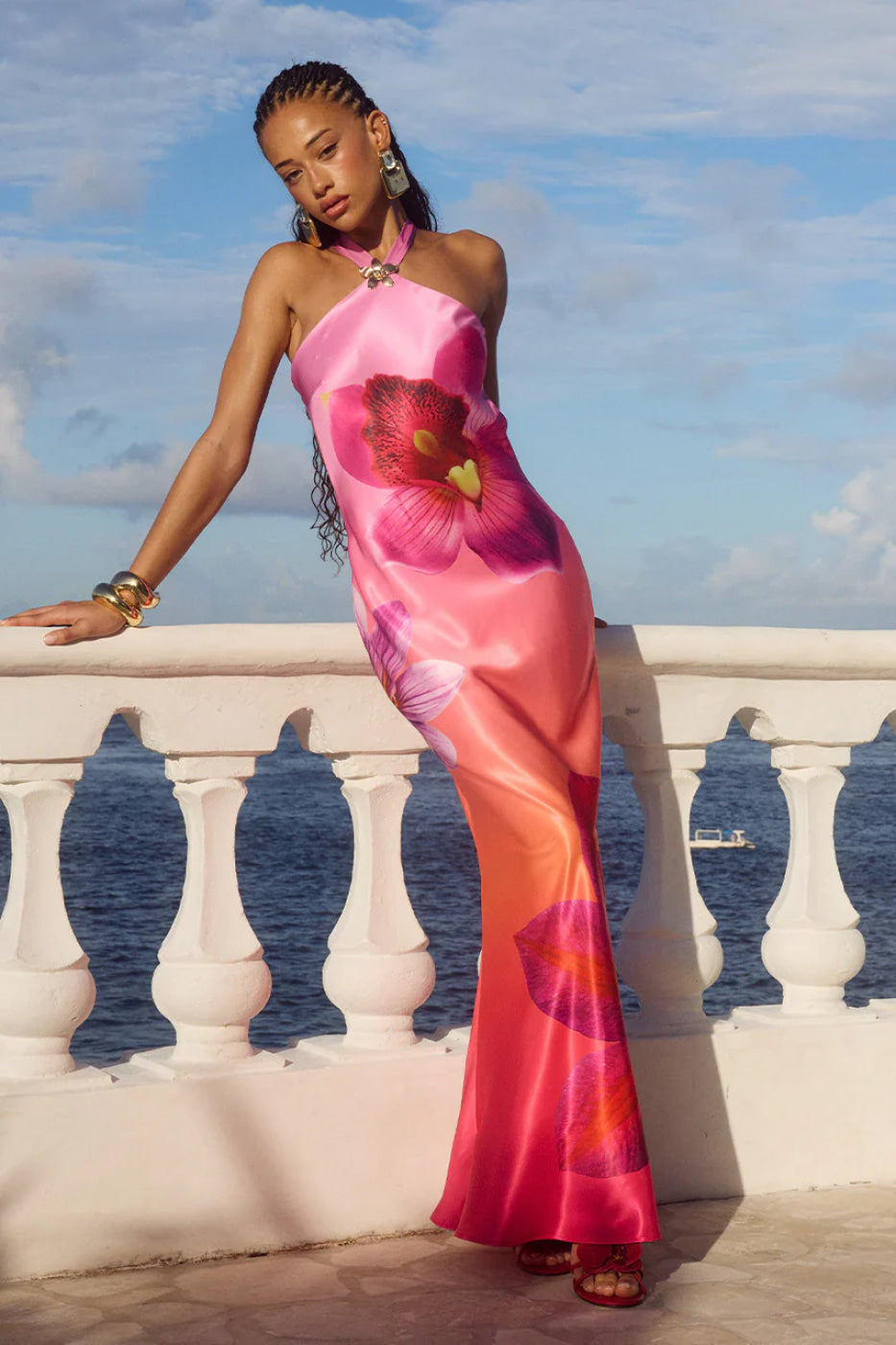 Runaway The Label Chara Cosmo Ombre Pink Maxi Dress