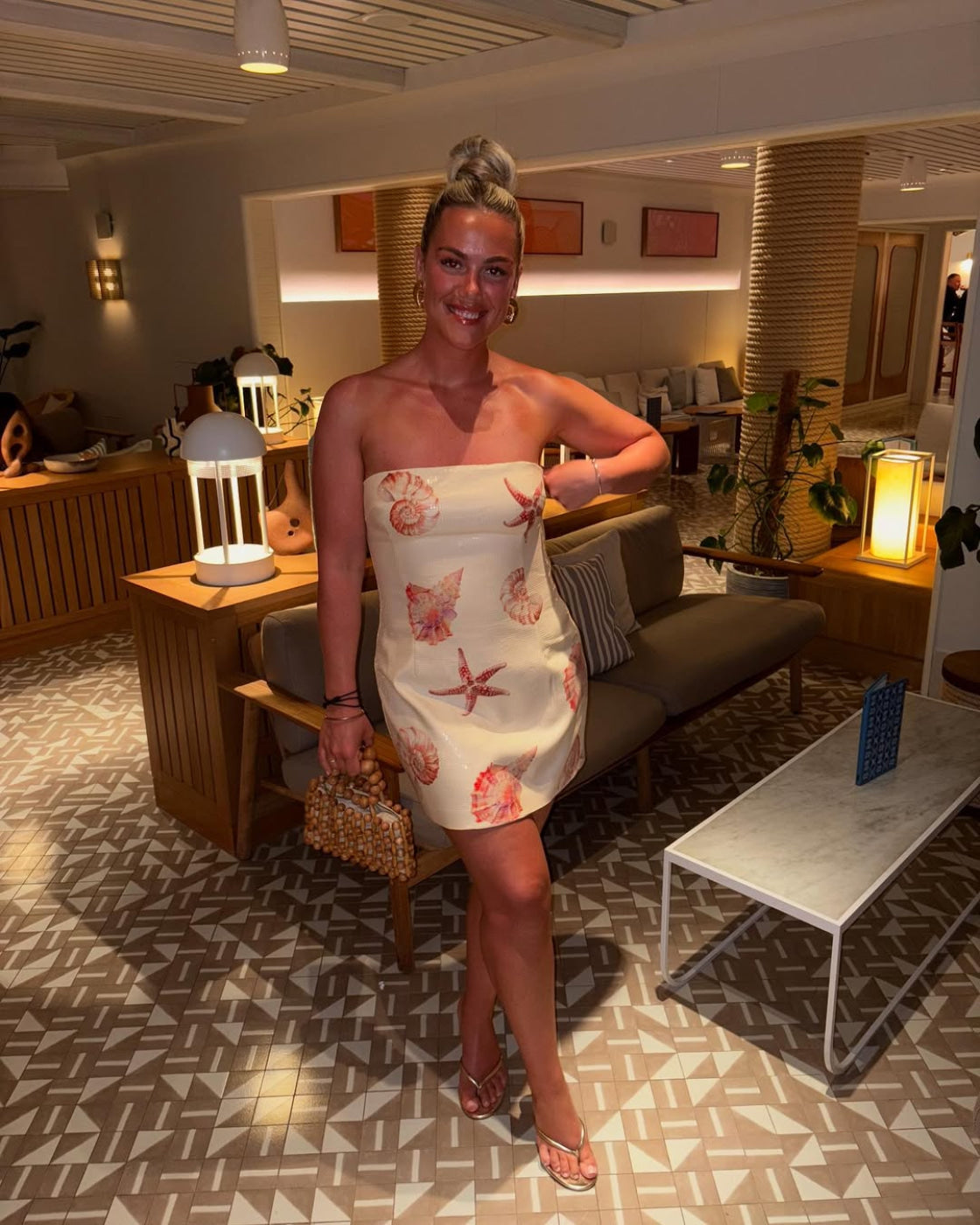 Runaway The Label Ibiza Sand Seashell Sequin Mini Dress