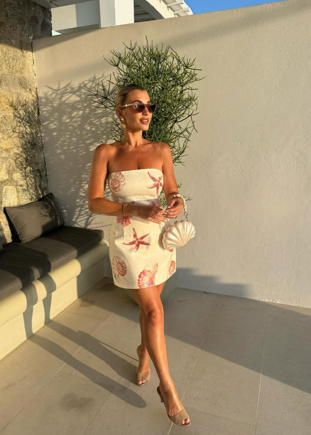 Runaway The Label Ibiza Sand Seashell Sequin Mini Dress