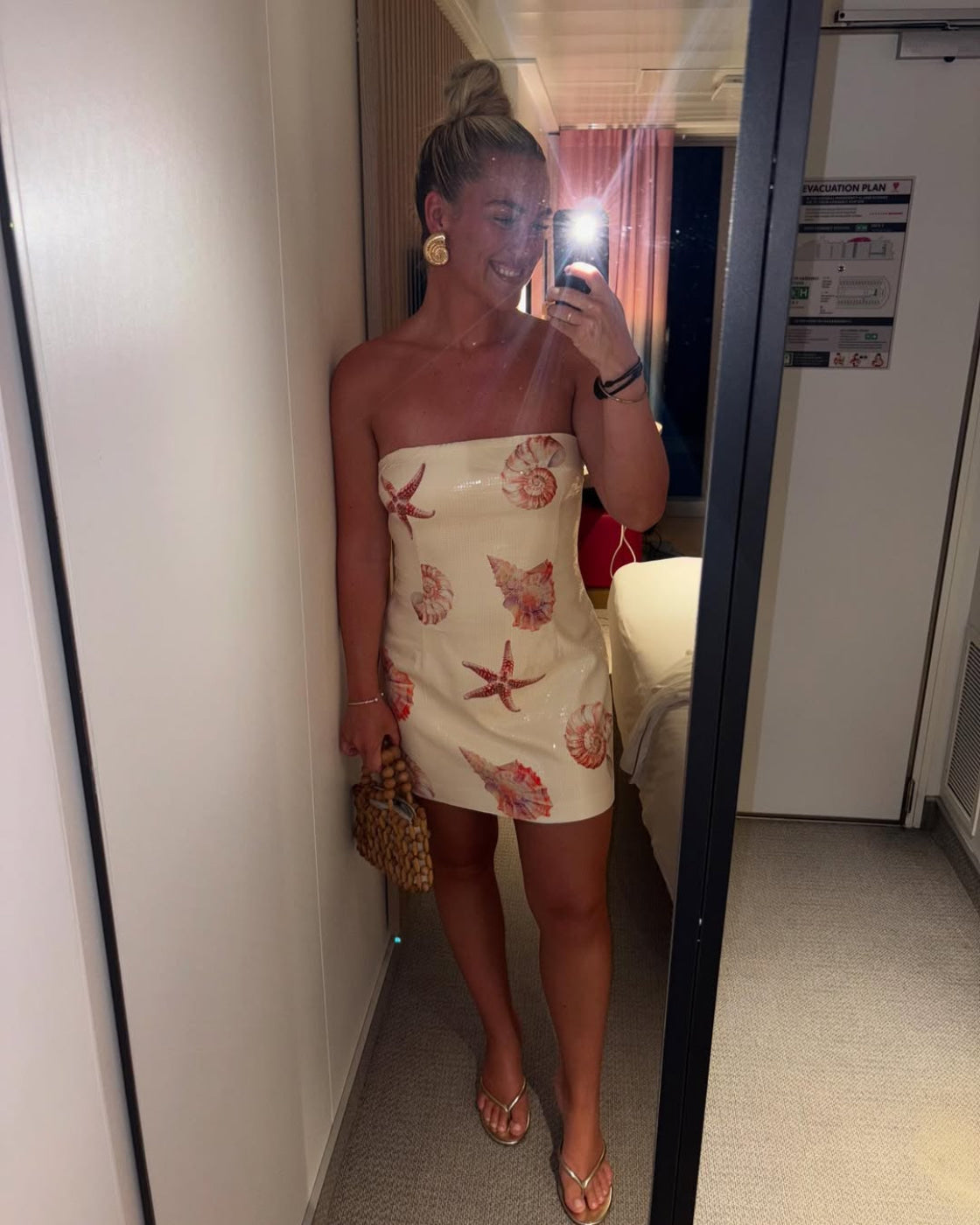 Runaway The Label Ibiza Sand Seashell Sequin Mini Dress