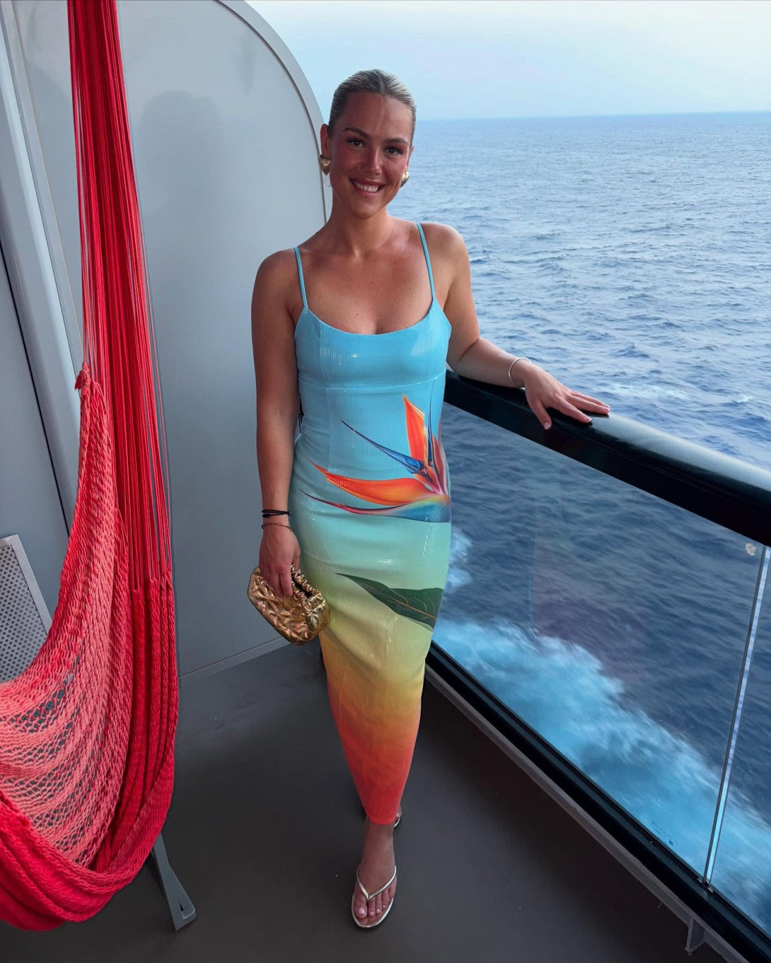 Runaway The Label Kyra Tropical Ombre Sequin Midi Dress